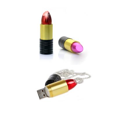 China Portable Lipstick Thumb Drive Data Storage Gift for Mom Daughter Wife 16GB Pen Drive 32GB Metal Lipstick Creative USB Stick 128GB for sale