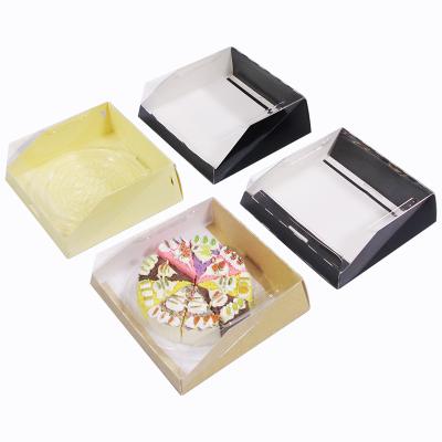 China Custom Craft Easy Transparent Portable Rectangle Sandwitch Window Box Recycled Clear Square Fold Cake Packaging Materials White Paper Materials Box for sale