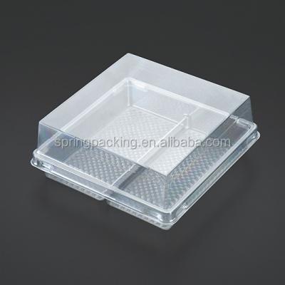 China Clear Plastic Square Dome Lid Disposable Making Pointed Cake Box Without Coating Silver Gold Food Packaging Container for sale