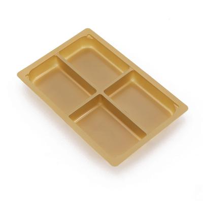 China 4 Meat Divider PP PET Recyclable PLA Blister Plastic Packaging Container Gold Thermoforming Tray for sale