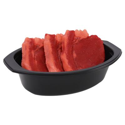 China High Temperature Resistant Wholesale Disposable Blister Thermoforming Plastic Black Oval Shape PP PET Packing Container CPET Tray Meat Packaging for sale