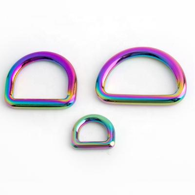 China 10/25/32mm Nolvo World Polished High Quality Rainbow of Accessories 10/25/32mm Handle Welded Custom D Buckle Colored Zinc Alloy D-Ring for sale