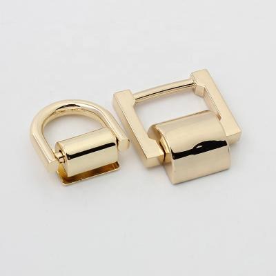 China Polished Nolvo 2Sizes World Light Gold Clasp Buckle with D-ring Metal Clip Connector Ring Connector Screw Connector for sale