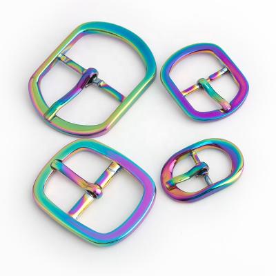 China Nolvo World Nolvo Rainbow 14-19-25-31mm Adjustable Strap Strap Metal Buckle Bag Parts Polished Pin Buckles For Shoes Handbags for sale