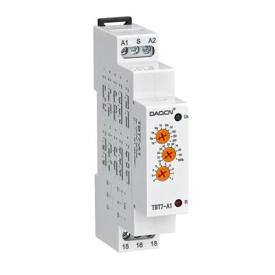 China DAQCN TBT7-A1 Timer 12-240V 10 Time Range Operation Voltage Din Rail Time Sealed Ultra Wide Relay for sale