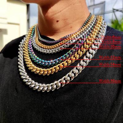 China 2021 New Arrivals Hiphop Men's Miami Chain Hip Hop Cuban Color Gold Plated Necklace for sale