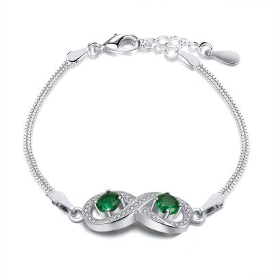 China FASHIONABLE Women Fashion Emerald Green Stone Bracelet Hand High Quality Linked Chain Bracelet for sale