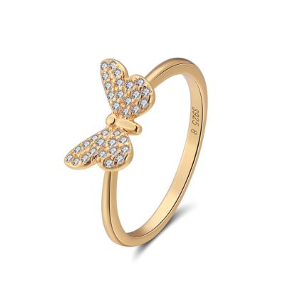 China Cute Comfort Fit Butterfly Shape Solid Color Diamond Ring Price, Butterfly Ring Jewelry, 925 Sterling Silver Ring for sale