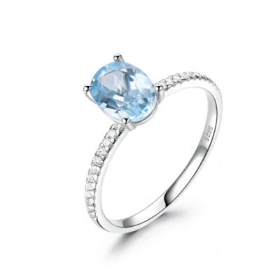 China FASHIONABLE Hot Selling Fine Jewelry 925 Sterling Silver Ring With Nano Topaz Stone Engagement Ring For Female for sale