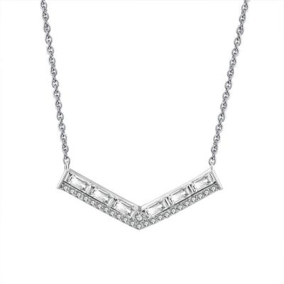 China Custom E-Co Friendly Fine Cubic Zircon V Shape Necklace Jewelry, Tasty Chain 925 Sterling Silver Choker Necklace for sale