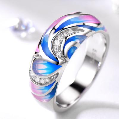 China New Type Environmentally Friendly Women Colorful 925 Sterling Silver Rings Attractive Price Fashion Party Female Gift for sale