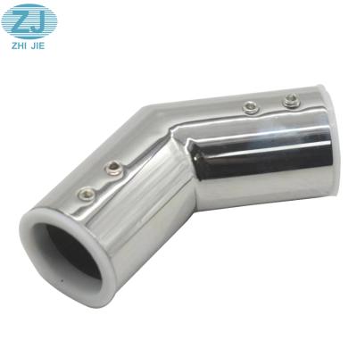 China Hot Selling Stainless Steel 135 Degree Glass Shower Part Fit Joint Round Pipe To Round Pipe Connector for sale