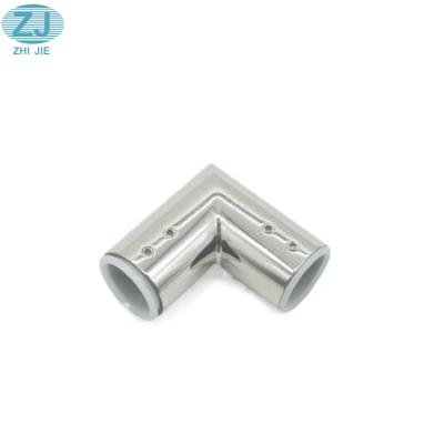 China New Fashion 304 Stainless Steel Round Pipe 90 Degree 2 Way Pipe Connector Glass Stainless Steel Accessories for sale