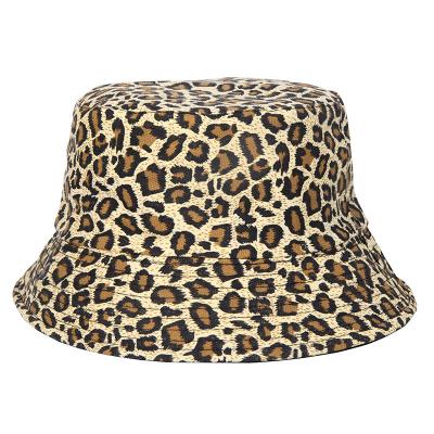 China High Quality Luxury Double Sided Bucket Hat Leopard Pattern Print Design Sunshade Summer Fisherman Reversible Sun Hat for sale