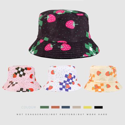 China Men's and women's double-sided Sun-proof printing bucket hat outdoor travel sunshade summer sun hat bucket hat new for sale