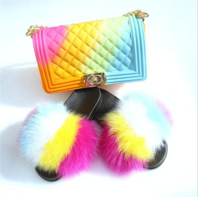 China Luxury Matching Jelly Bag Rainbow Color PVC Handbag and Shoe Set Handbag and Shoe Set Luxury Matching Handbag and Purse for sale