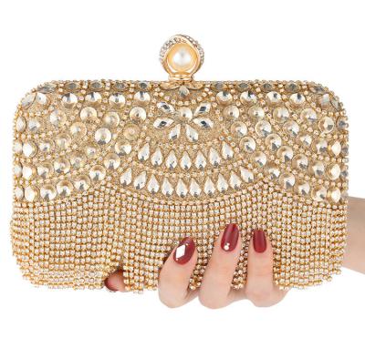 China Diamond Rhinestone Pearls Beaded Wedding Crystal Embellished Evening Clutch Bags Luxury Beaded Clutch Purse for sale