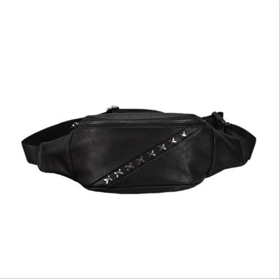 China Black High-Grade Leather Waist Bag Waterproof Fashion Water Proof Sports Waist Belt Waist Bag for sale