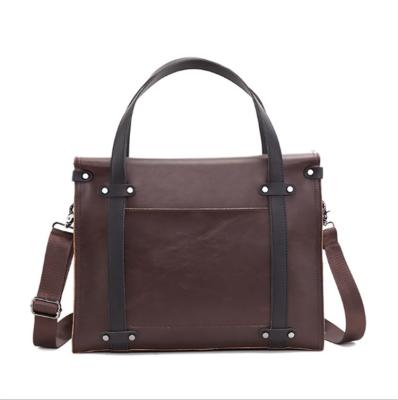 China High Quality PU Business Laptop Computer Handbag Waterproof Coffee Men Bag Briefcase Soft Sided Leather Men's Cross Bag for sale