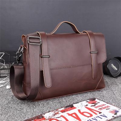 China Custom Business Logo Custom Business New Retro Wholesale PU Leather Men's Casual Single Bag Men's Briefcase Single Bag PU Leather Tote Bag for sale