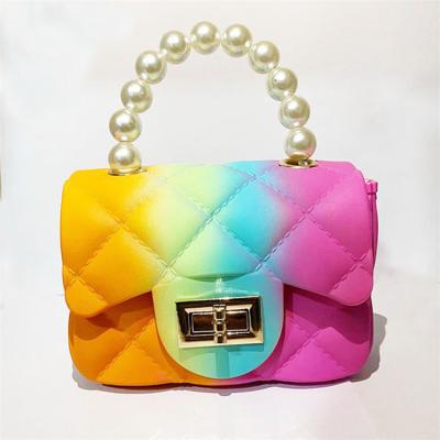 China Custom PVC Girls Logo Pearl Mini Plastic Bags Purses and Purses Latest Mini Handbags for sale