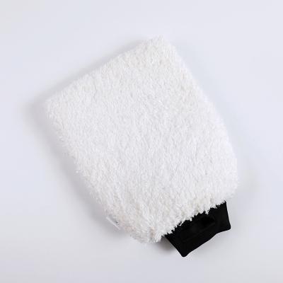 China High Absorbent Microfiber Coral White Car Wash Glove Microfiber MRTONG Fleece Cleaning Mitt for sale