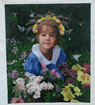 China Realistic Custom Handmade Canvas Wall Art Home Decor Children Portrait Oil Paintings Realistic From Picture for sale