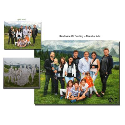 China Custom Handmade Realistic Souvenir Family Portrait Picture Canvas Outdoor Tourism Oil Painting For Home Wall Art Decor for sale