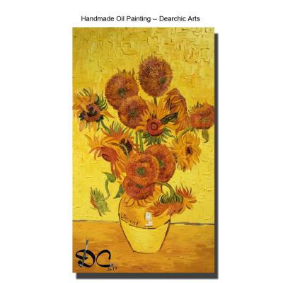 China Van Gogh Modern Famous Sunflower Hand Painted Oil Painting Recur For Living Room Wall Decor Home Artwork for sale