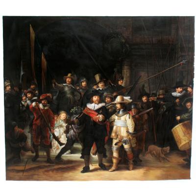 China Modern Handmade Rembrandt's Greatest and Most Famous Oil Painting Reproduction Night Watch on Canvas for Home Wall Art Decor for sale