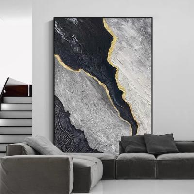 China Modern Black And White Wall Art Decor Framed Drop Shipping Canvas Abstract Design Home Oil Paintings For Living Room for sale