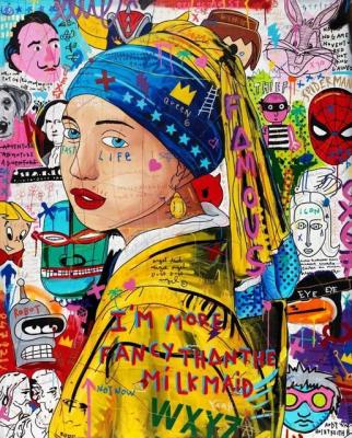 China Famous Street Art Wall Posters Abstract And Graffiti Home Decor Art Girl Print With Pearl Earring Painting Giclee Canvas Prints for sale