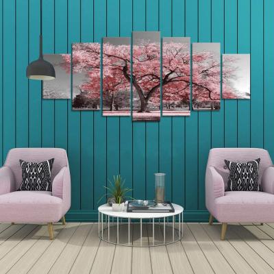 China Amazon Wholesale Supplier Abstract Art Decor Large Framed and Stretched Pink Tree Landscape Picture Canvas Wall Art Prints Painting for sale