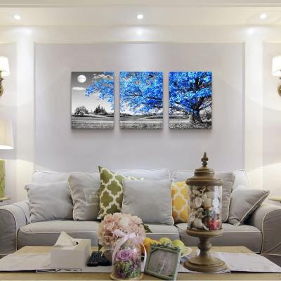 China Black and White Blue Wall Art Decor Prints Painting Living Room Abstract Kitchen Tree Moon Canvas for Home for sale