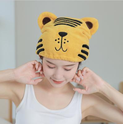 China Viable Hot Sale Cartoon Hair Dryer Towel Hair Towel Wrap Hat and Hair Absorbent Turban for Kids and Girls for sale