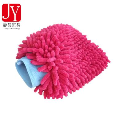 China Quick-drying Microfiber Custom Car Wash Glove Microfiber Chenille Noodle Cleaning Mitt for sale