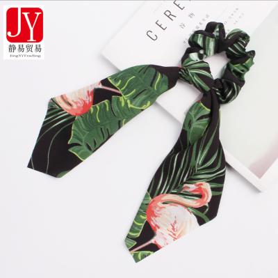 China New Arrival Soft Floral Silk Fabric Fashion Bow Scrunchies For Women Bandana Headband for sale