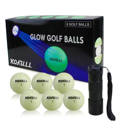 China Glowing Golf Night Game For Night Sports Fluorescent In The Dark 6pcs /packs With Glowing Golf Balls Torch Best Gifts for sale