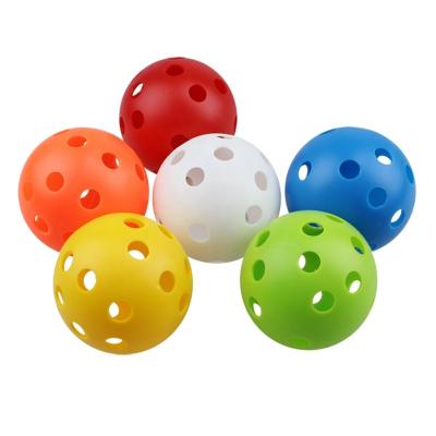 China Wholesale 72MM HDPE Plastic Floorball OEM Custom Logo Color Outdoor 26 Holes Pickleball Balls for sale