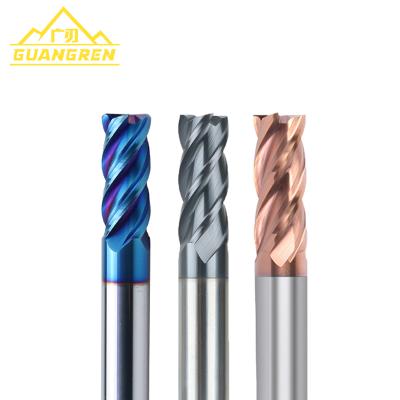 China GuangRen Wholesale Price 1-20mm 45HRC 55HRC 65HRC 4 CNC Process Flutes Cnc Carbide Combo Milling Cutters for sale