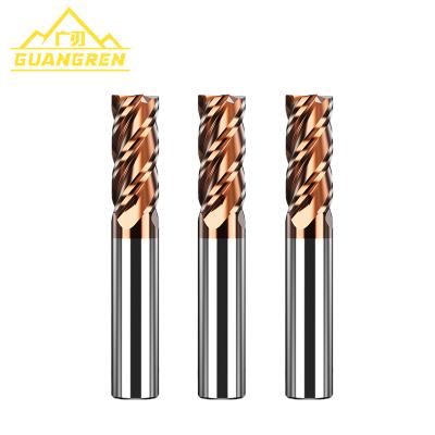 China CNC Process GuangRen 55hrc 4 Flute Solid Carbide Endmill Cutter for sale