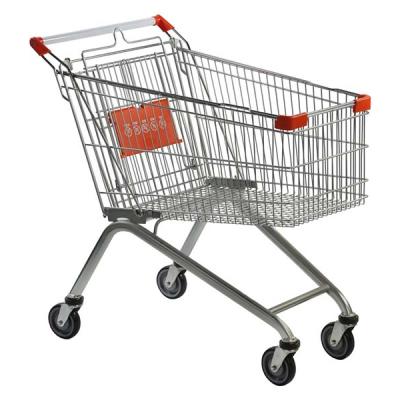 China Durable Classic Style 4 Wheel Supermarket Chrome Foldable Grocery Cart for sale