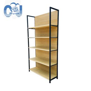 China CRS (Cold Rolled Steel) Good Price Single Side Supermarket Shelves Wood Grain Shelf Display Cold Rolled Steel for sale