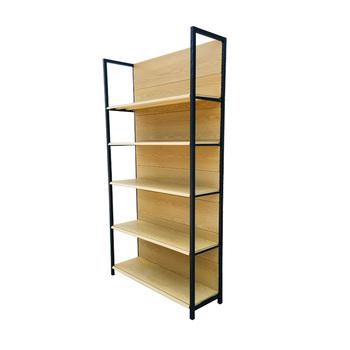 China SRI High Quality Custom Wooden Grain Shelf Supermarket Display Rack (Cold Rolled Steel) New Q235 Cold Rolled Steel for sale