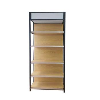 China Attractive CRS (Cold Rolled Steel) Price Satisfying Single Side Supermarket Shelves Wood Grain Shelf for sale