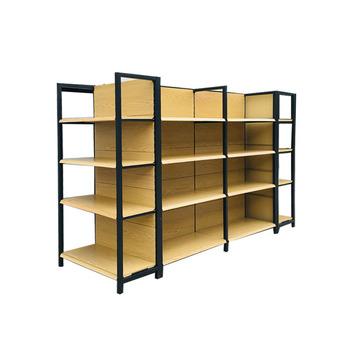 China SRI Grain (Cold Rolled Steel) Wooden Grocery Shelf Gondola Shelf Metal Rack Removable Hot Selling for sale