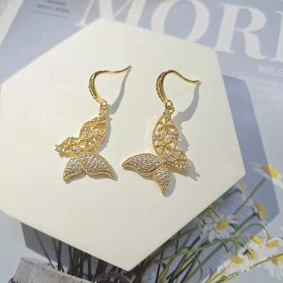 China TRENDY Customized earrings Fashion personalized women's jewelry earrings 18K gold-plated butterfly earrings jewelry for sale