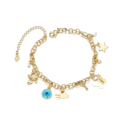 China TRENDY Customized Bracelet Fashion Personalized Women's Jewelry Bracelet Copper Diamond 18K Gold Plated Crystal Charm Bracelet for sale