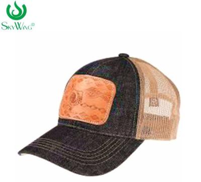 China Multi - Panel Sport Custom Printed Baseball Hats With Leather Patch for sale