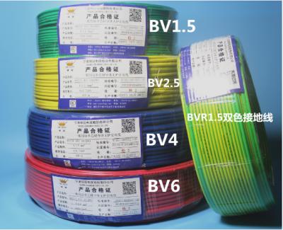 China Home appliance XLPE 1.5mm 2.5mm 4mm 6mm 10mm coper wiring electrical cable PVC and PE insulation for sale